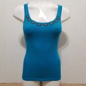 Old Navy top Small beaded embellished neckline ribbed tank sleeveless cotton